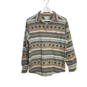 Vintage 90s Cabin Creek Size L Geometric Southwestern Print Button Down Shirt